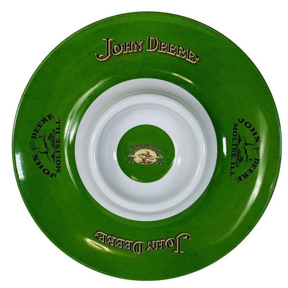 John Deere Green Chip Dip Serving Tray Melamine Ware 13" Farmhouse Kitchen Decor - Picture 2 of 13